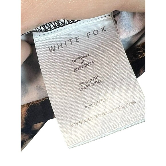 White Fox Crop Top Womens M Leopard Snug Fit Animal festival Mob Wife - Picture 7 of 11